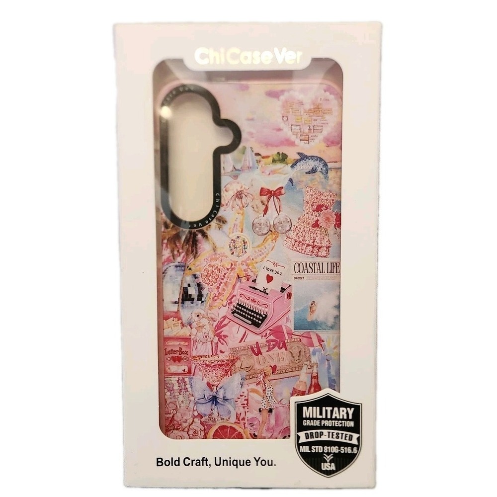 ChiCaseVer Samsung Galaxy S24+ Case Pink Summer Collage Design Military Grade Pr